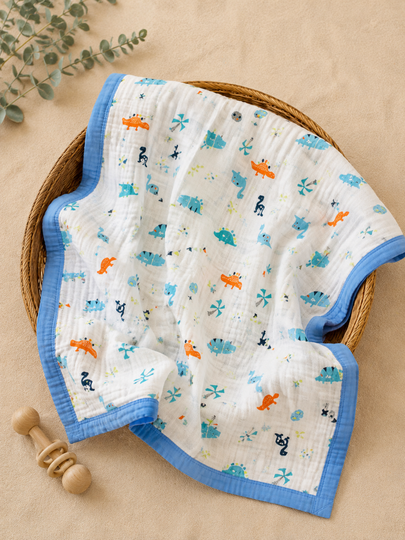 Tiny Dino - Muslin Baby Blanket