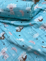 Load image into Gallery viewer, Baa Baa Blue Sheep - Muslin Baby Towel
