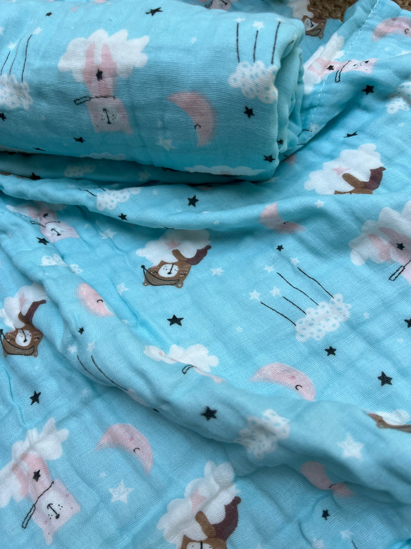 Baa Baa Blue Sheep - Muslin Baby Towel