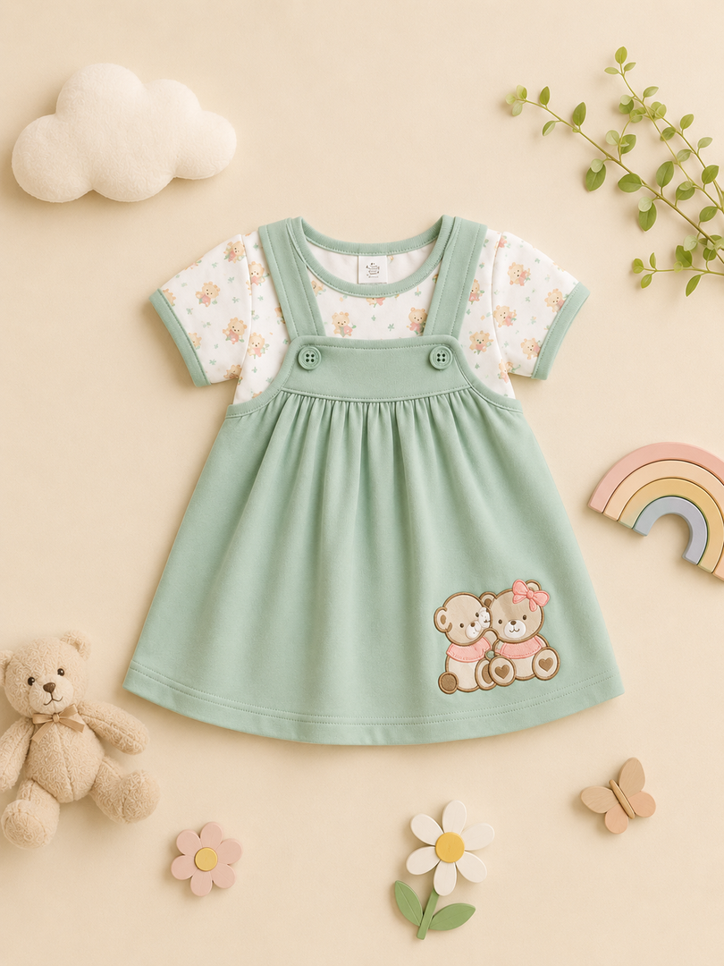Baby Cotton Dress - Teddy Love