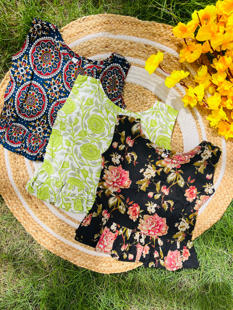 Frill tops Set 2 - 3yrs (pack of 3)