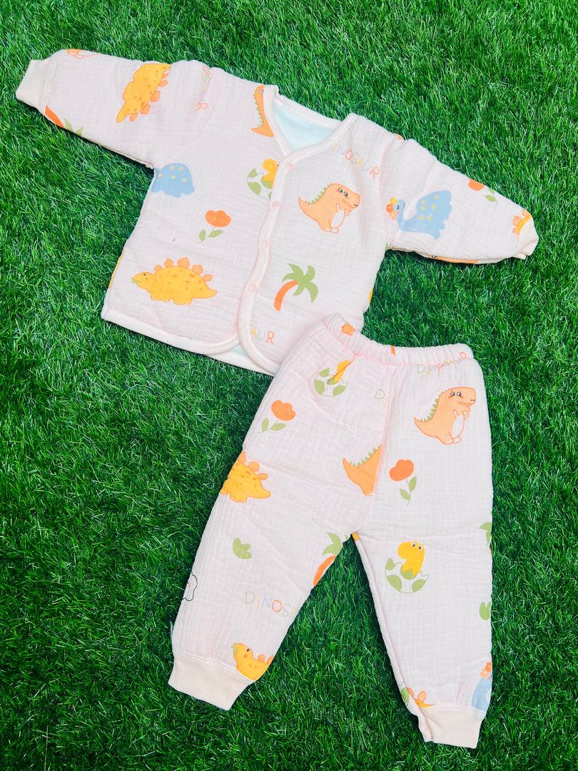 Baby Muslin Padded Winter Suit - Pink