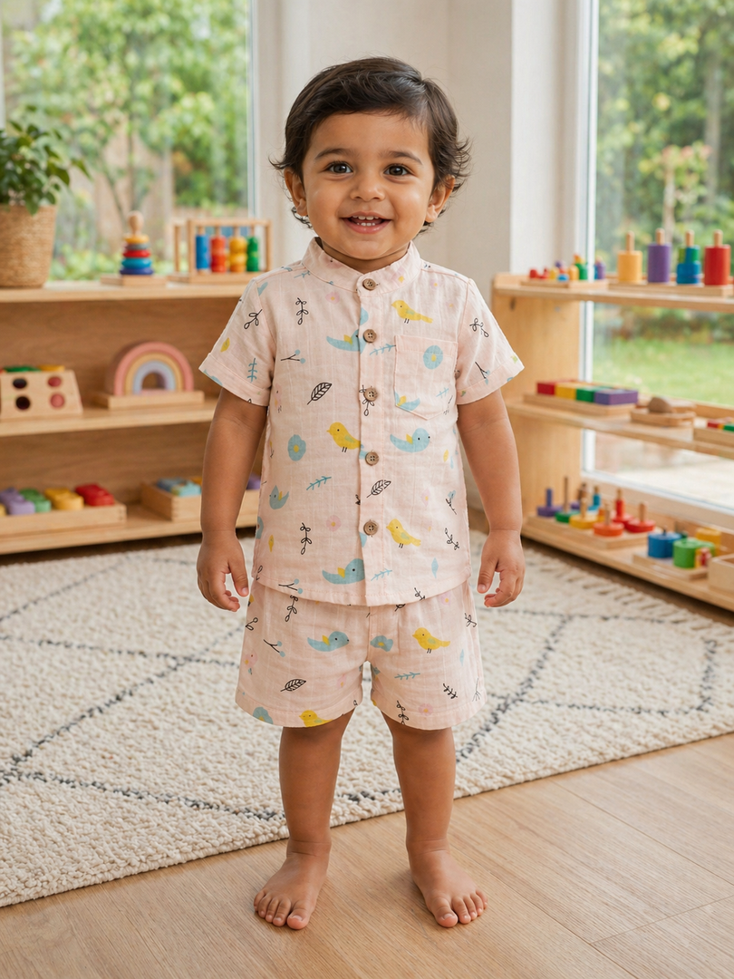 Baby Shirt and Shorts Set - Birds