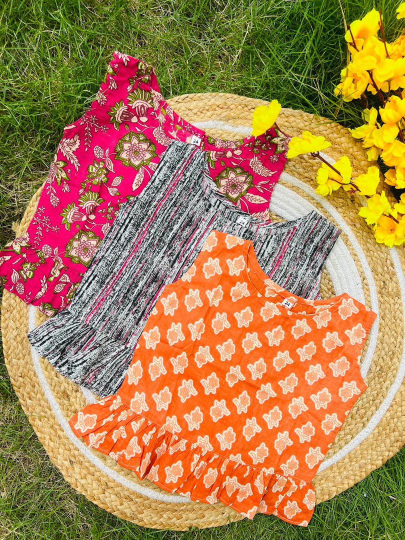 Frill tops 4 - 5yrs (pack of 3)
