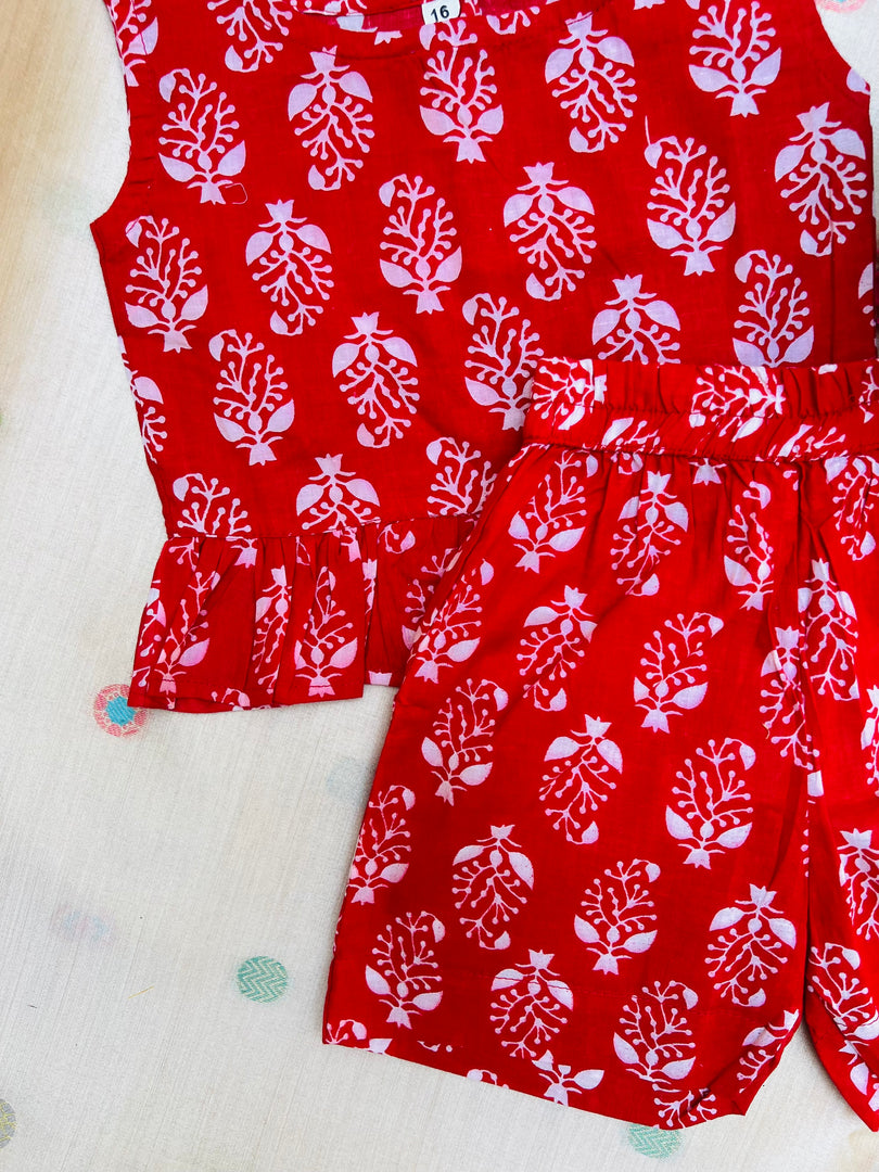 Red Crush - Frill top & Shorts Set 6m - 1 yr