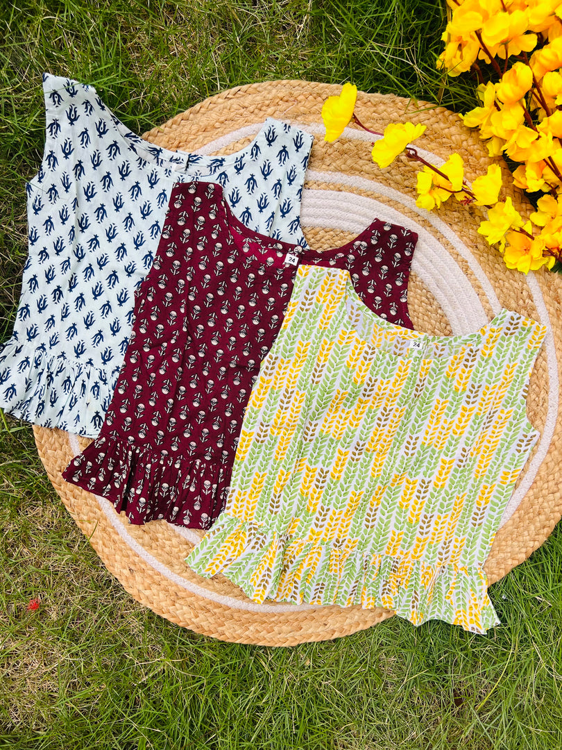 Frill tops 4 - 5yrs (pack of 3)