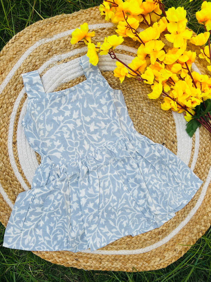 Grey Bloom - Cotton Frock  1 - 2 yrs