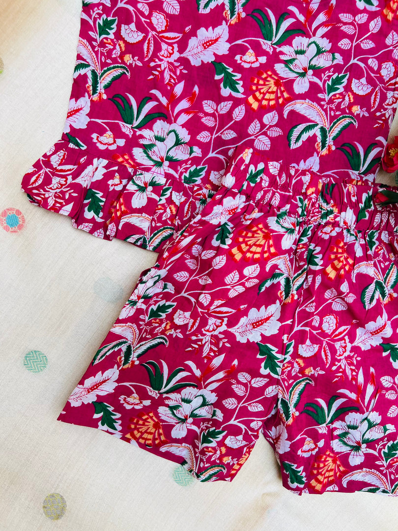 Pink Garden - Frill top & Shorts Set 6m - 1 yr