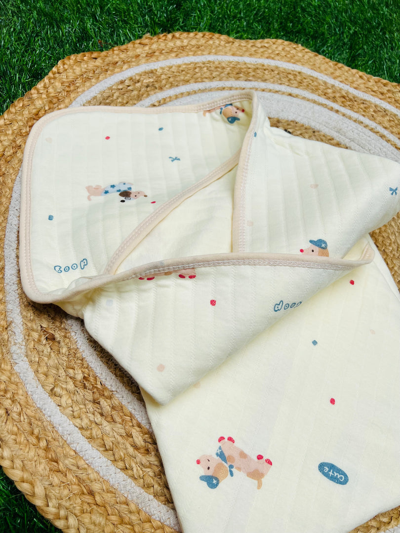 Puppy love - Muslin Hooded Baby Blanket