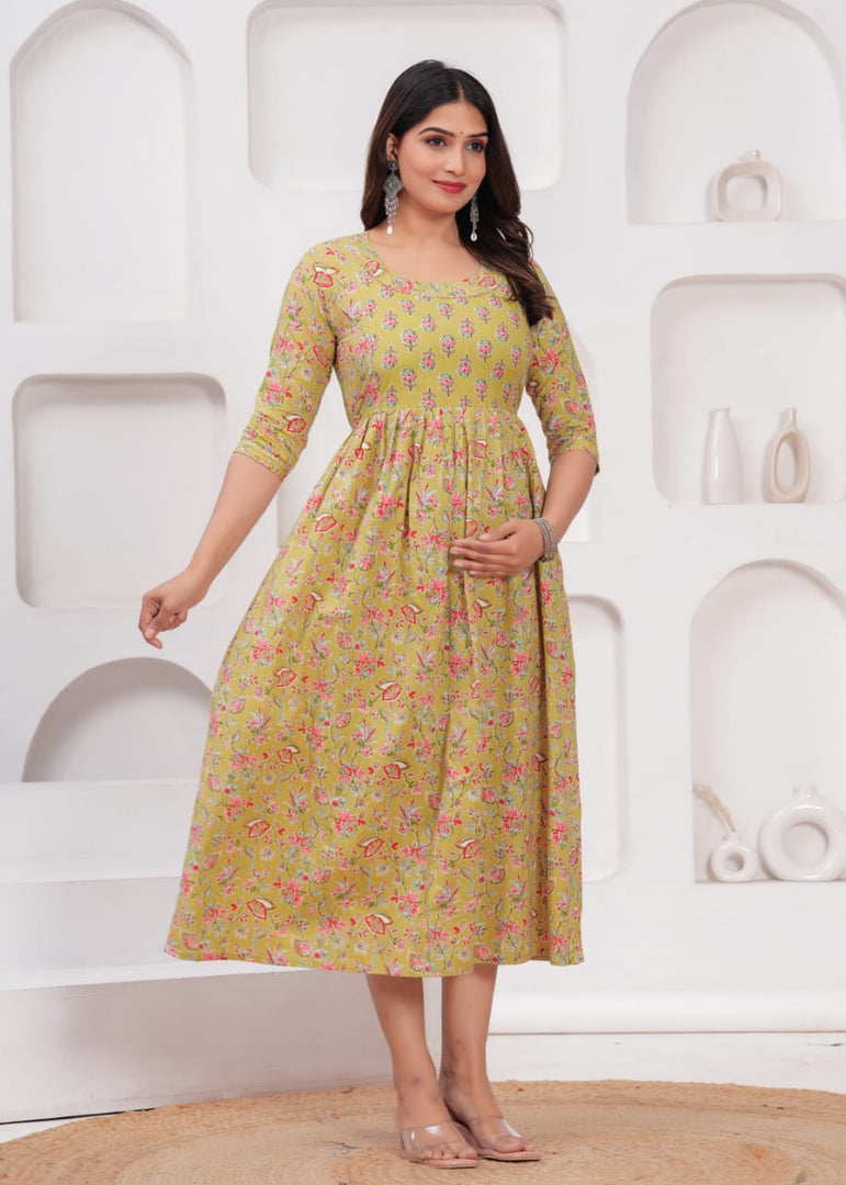 Mustard Bloom : Maternity Feeding Dress