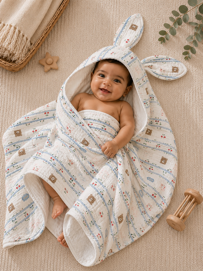 Little Orchard - Muslin Hooded Baby Towel/Blanket