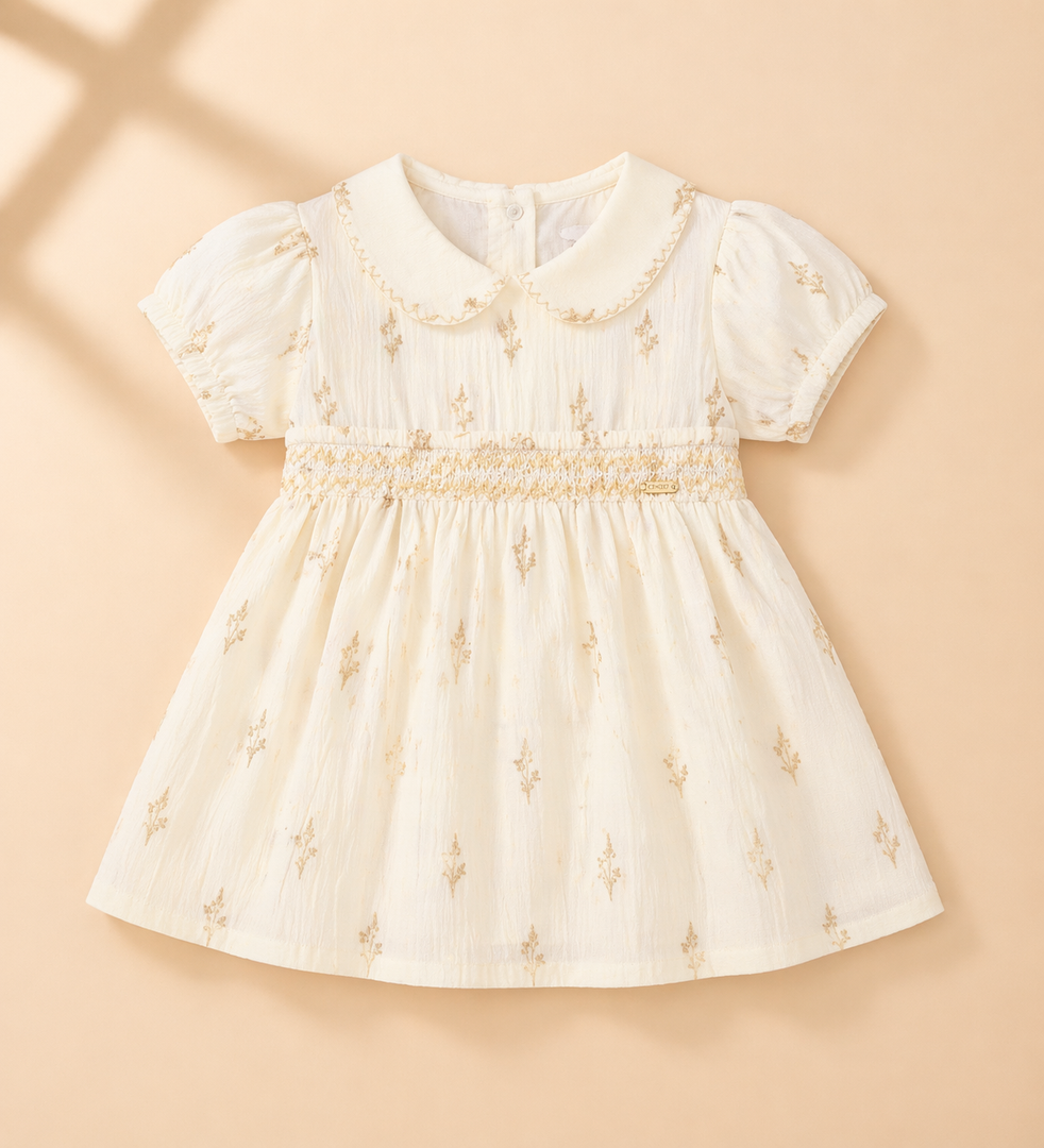 Baby Cotton Dress - Beige Paradise