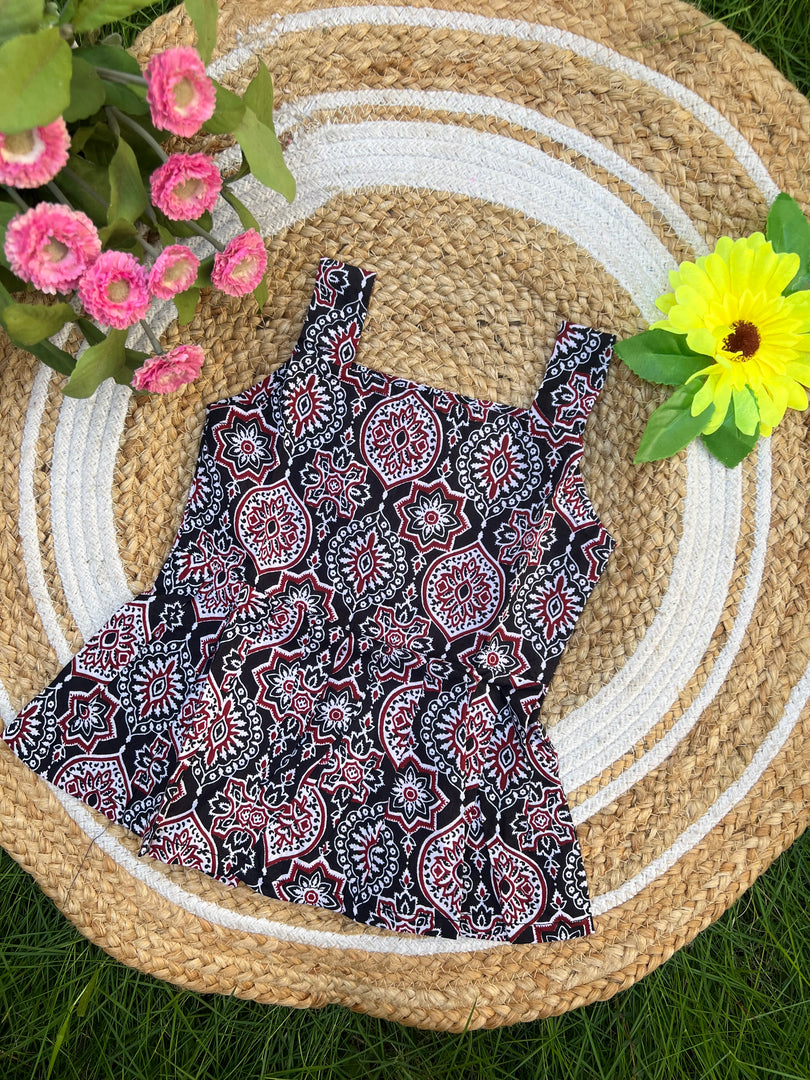 Navy Diamond - Cotton Frock 0 to 6m