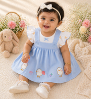 Baby Cotton Dress - Blue Chicks