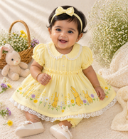 Baby Cotton Dress - Yellow Garden
