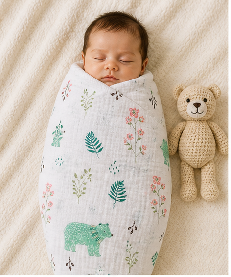 Muslin Baby Swaddle - Safari