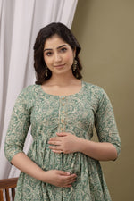 Load image into Gallery viewer, Verdant Bloom : Maternity Feeding Dress
