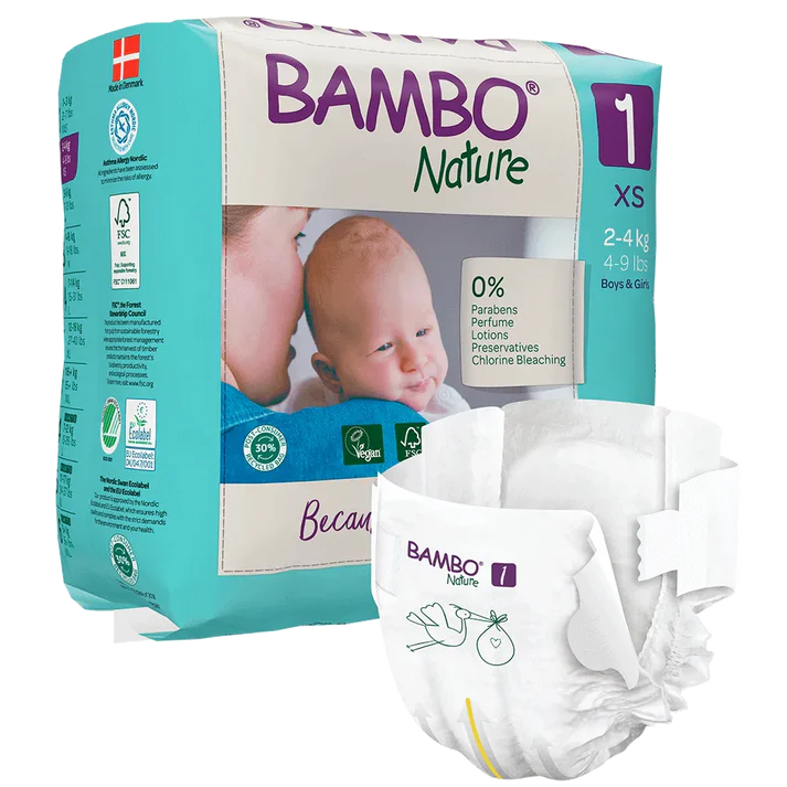 Bambo Nature Chemical Free Tape Diapers - XS (2-4 kgs)