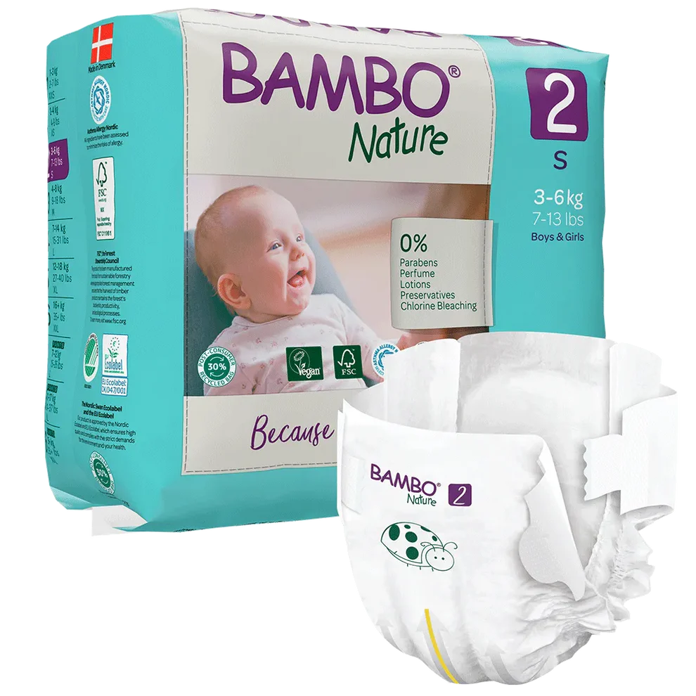 Bambo Nature Chemical Free Tape Diapers - S (3-6 kgs)
