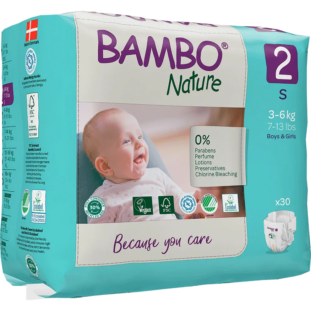 Bambo Nature Chemical Free Tape Diapers - S (3-6 kgs)