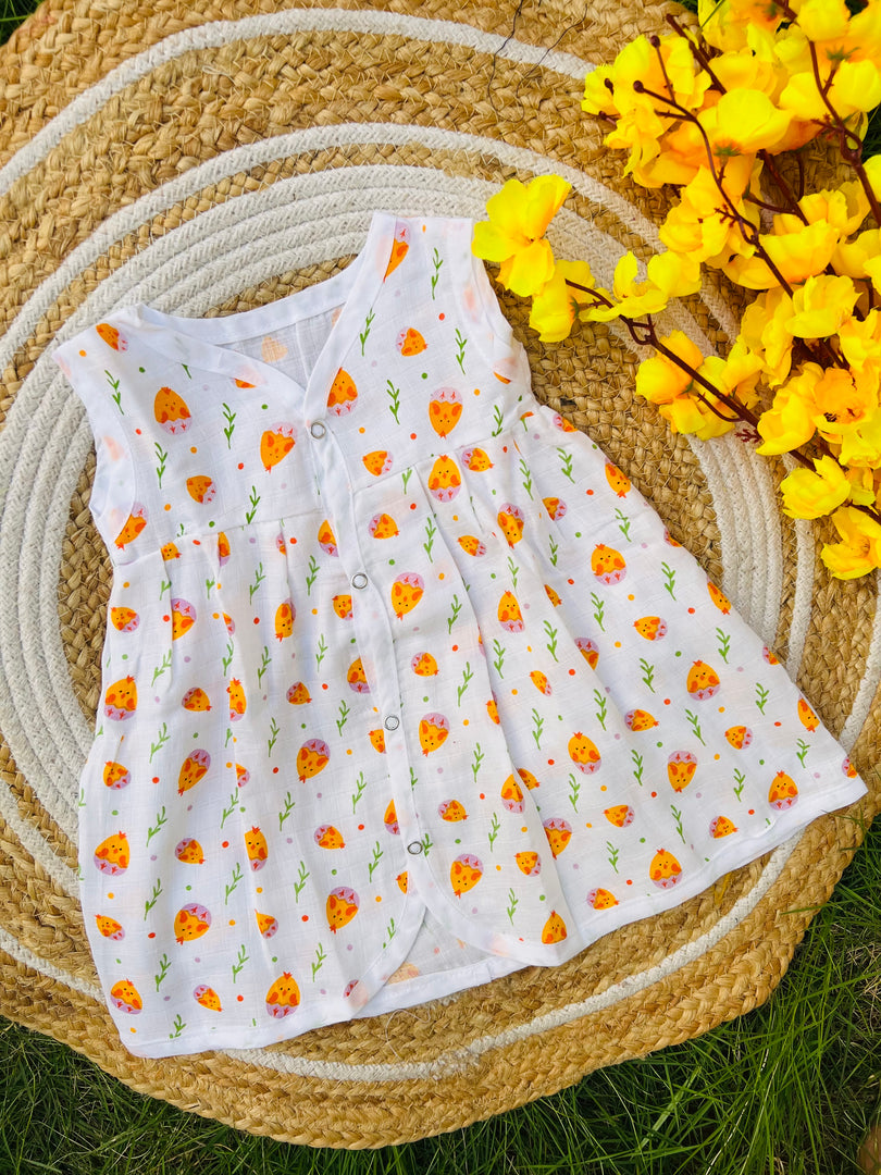 Cute Chickens - Muslin Frock 3 to 6M