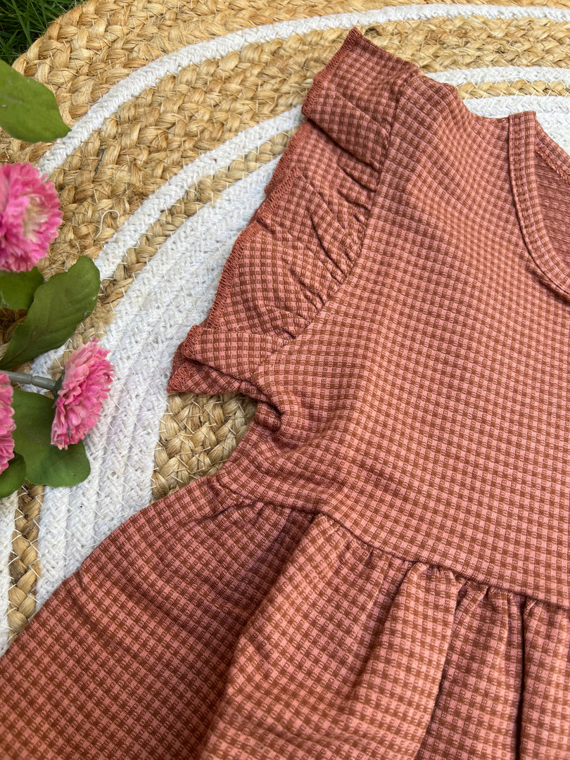 Brick Check - Frill Cotton Frocks