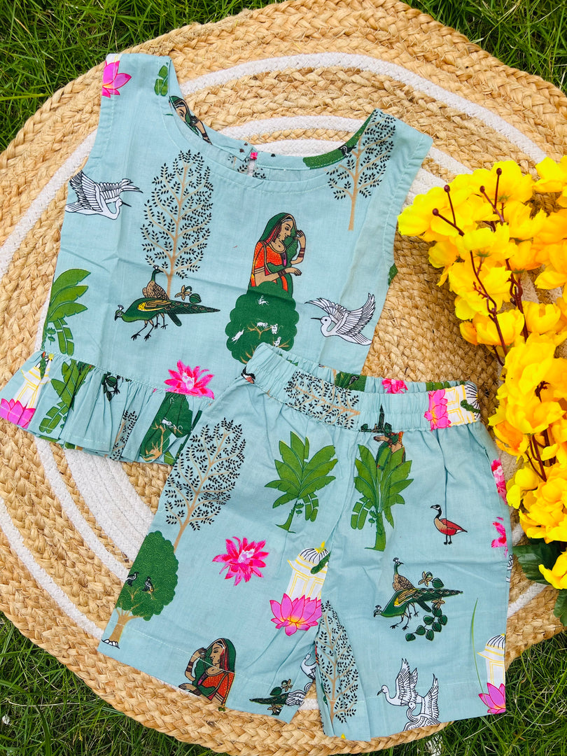 Nature Bloom - Frill top & Shorts Set 2 - 3yrs