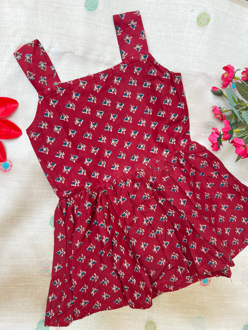 Maroon Mink - Cotton Frock  1 - 2 yrs