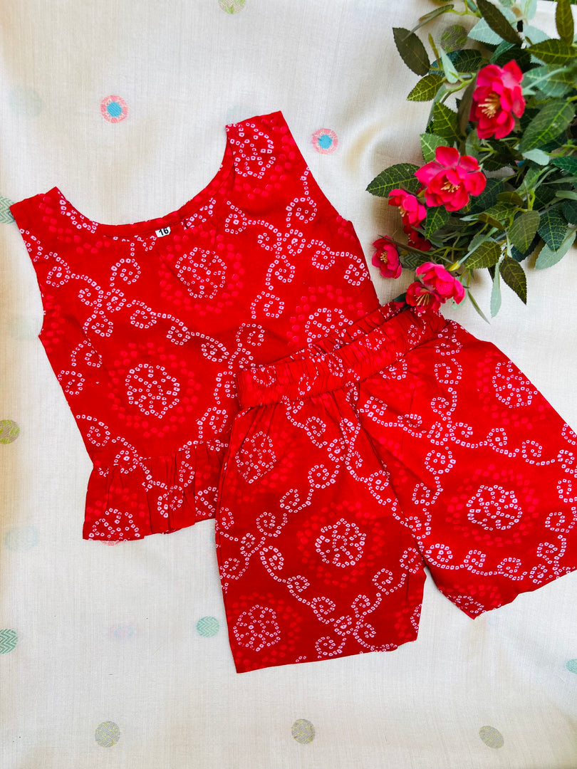 Red Garden - Frill top & Shorts Set 1 - 2yrs