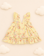 Load image into Gallery viewer, Baby Cotton Dress - yellow rose bow