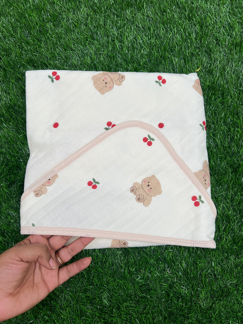 Teddy Ride - Muslin Hooded Baby Blanket