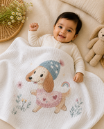 Load image into Gallery viewer, Bamboo Baby Blanket - Happy Puppy