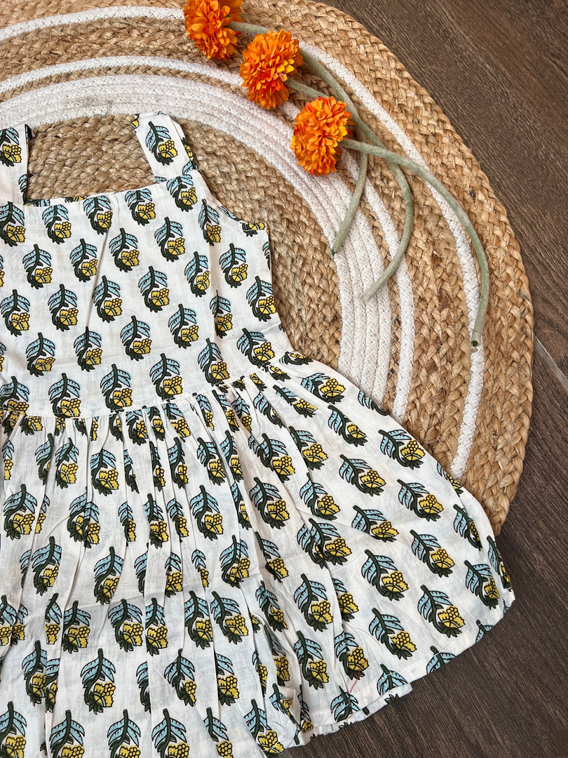 Blue Cream - Cotton Frock 2 - 3 Yrs