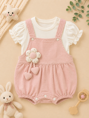 Baby Girl Dungaree Set - Peony