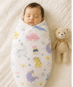 Load image into Gallery viewer, Muslin Baby Swaddle - Dino