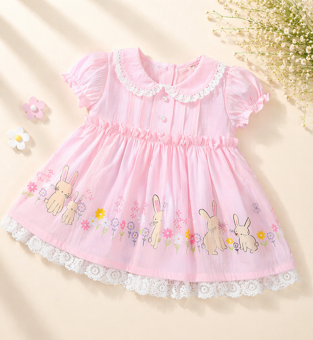 Baby Cotton Dress - Pink Bouquet