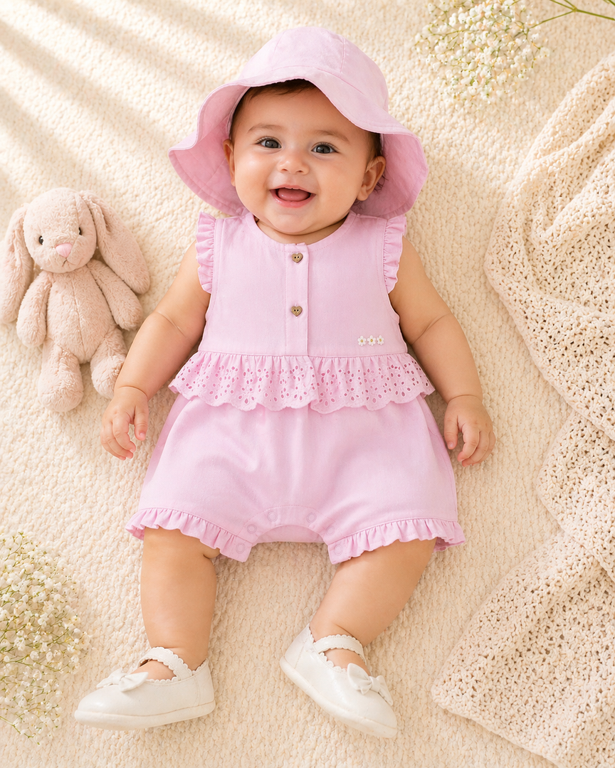 Blush Eyelet Romper Set
