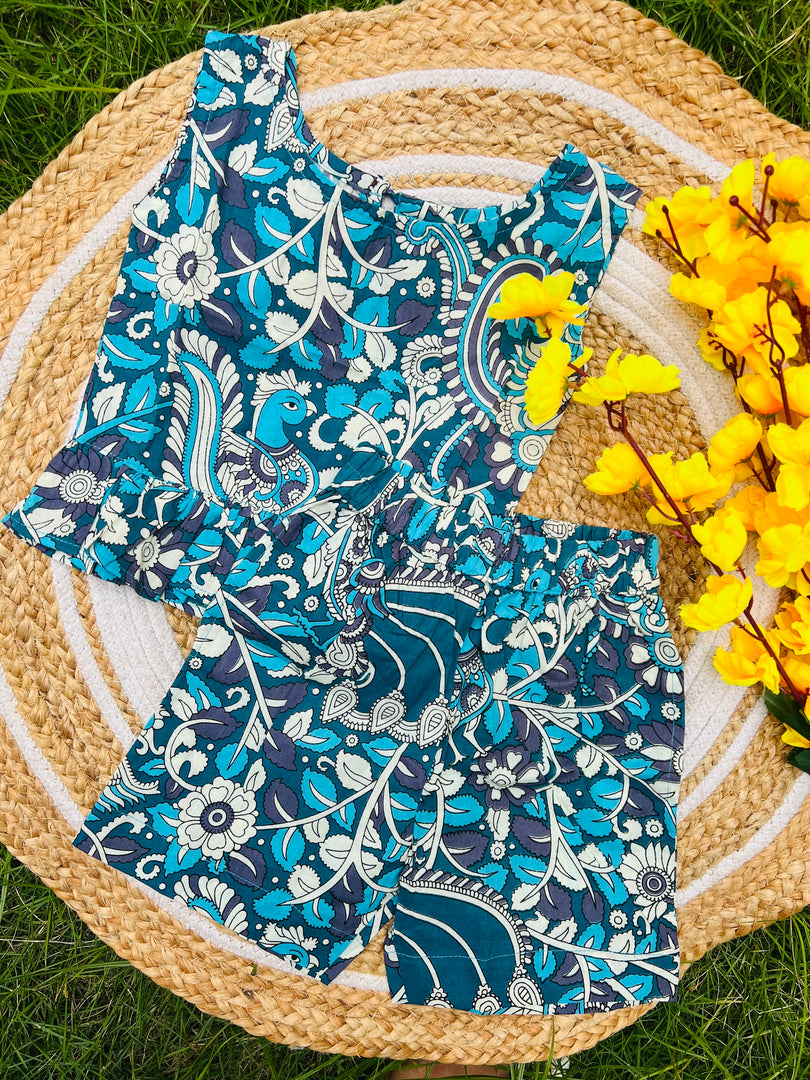 Sky Blossom - Frill top & Shorts Set 1 - 2yrs