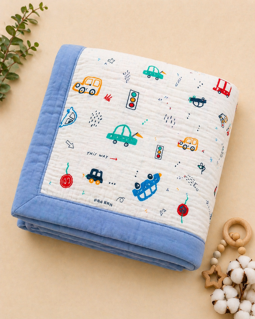 Car Ride - Muslin Baby Blanket