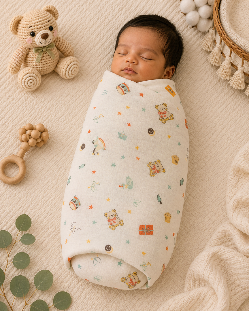 Crinkled Muslin Baby Swaddle