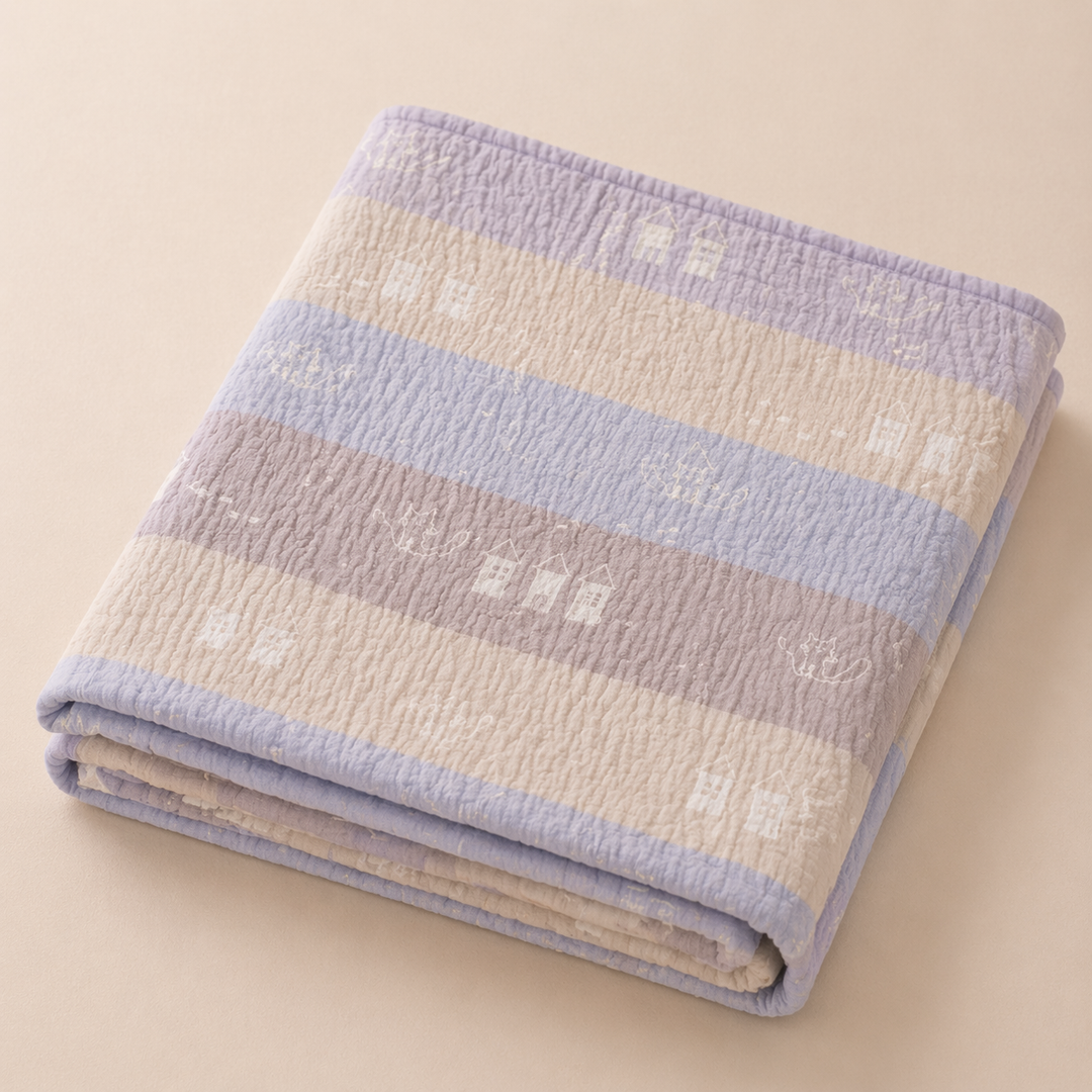 Kitty House - Crinkled Muslin Baby Blanket