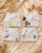 Crinkled Muslin Nappy Set : Pack of 4