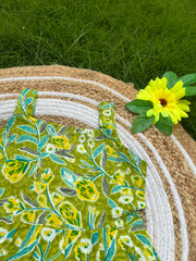 Green Bloom - Cotton Frock 3 - 4 yrs