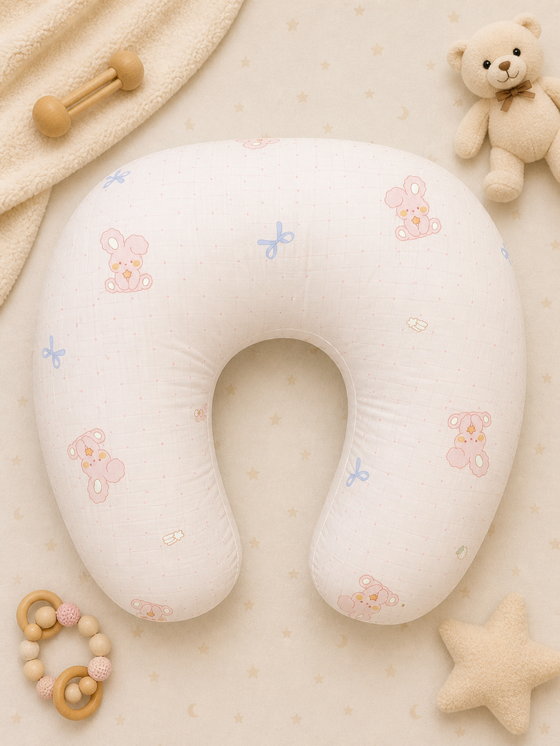 Muslin Feeding Pillow - Pink Bow