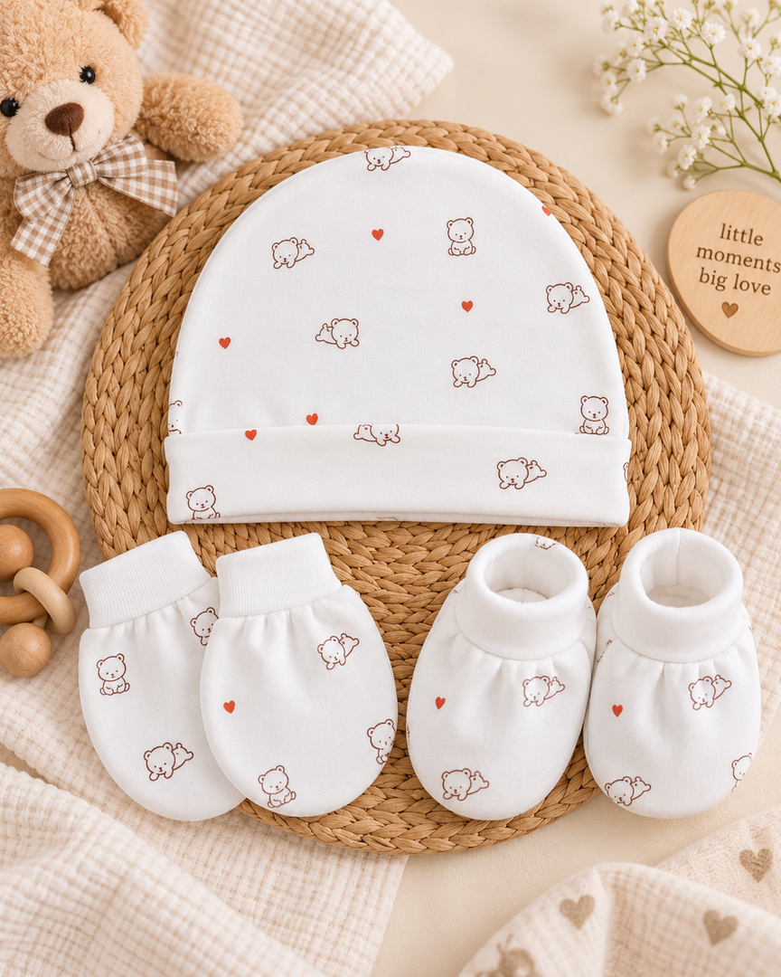 Mittens, Booties & Cap