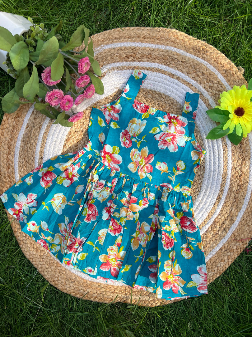 Pinky Green - Cotton Frock 2 - 3 Yrs