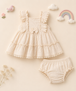 Load image into Gallery viewer, Baby Cotton Dress - Ivory Rush