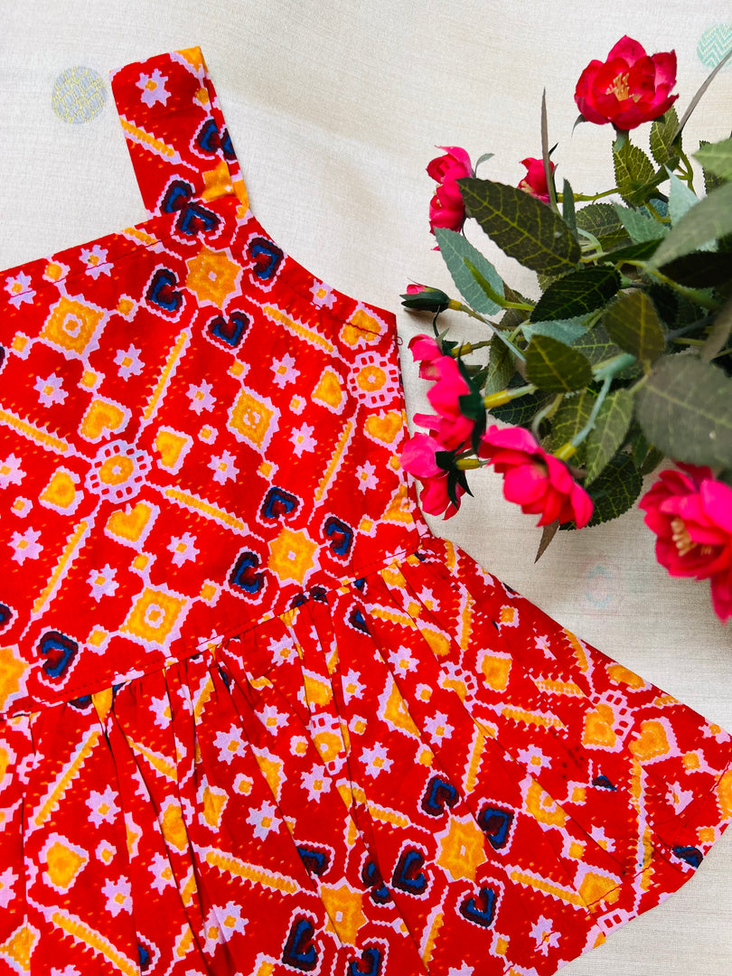 Red Rangoli - Cotton Frock 0 to 6m