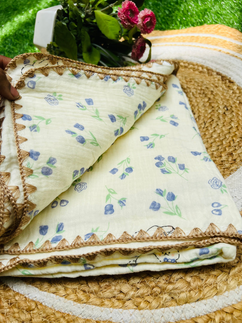 Lavender Bloom - Muslin Baby Blanket