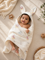 Load image into Gallery viewer, Baby Elephant - Muslin Hooded Baby Towel/Blanket